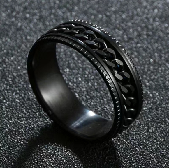 Other - Mens Stainless Steel Black Ring